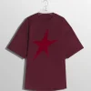 Women MUGLER burgundy star velvet T-shirt