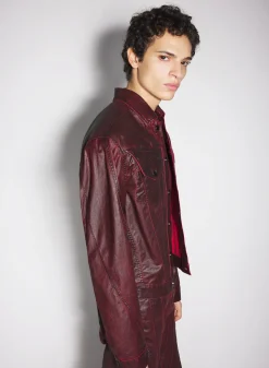 Women MUGLER burgundy waxed denim jacket