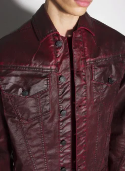 Women MUGLER burgundy waxed denim jacket
