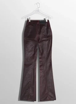 Women MUGLER burgundy waxed denim pants