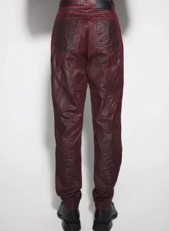Women MUGLER burgundy waxed spiral baggy jeans