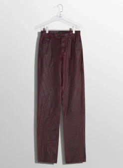 Women MUGLER burgundy waxed spiral baggy jeans