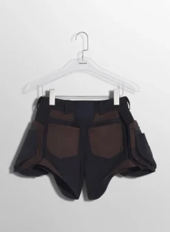 Women MUGLER chocolate technical fabric cargo shorts