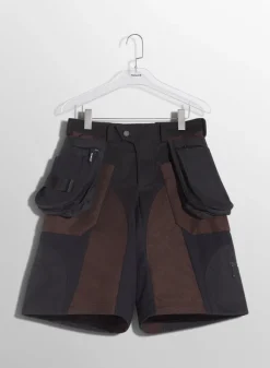 Women MUGLER chocolate technical fabric cargo shorts