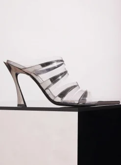 MUGLER chrome leather fang 95 spike sandals