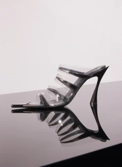 MUGLER chrome leather fang 95 spike sandals