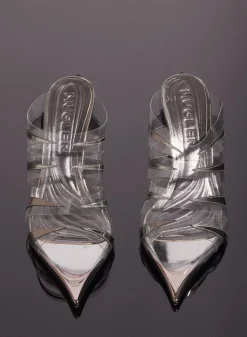 MUGLER chrome leather fang 95 spike sandals