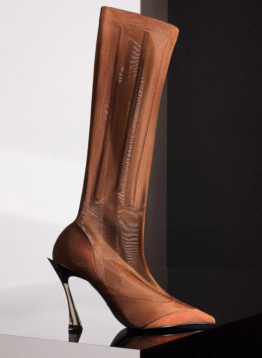 MUGLER Cinnamon mesh Fang 95 boots