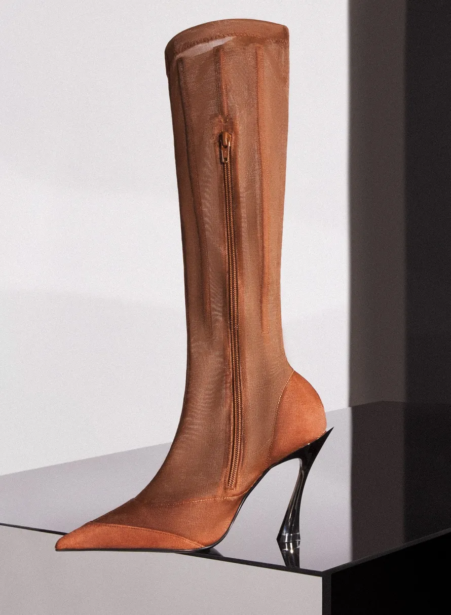 MUGLER Cinnamon mesh Fang 95 boots