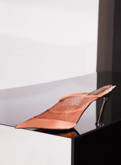 MUGLER Cinnamon mesh Fang 95 mules