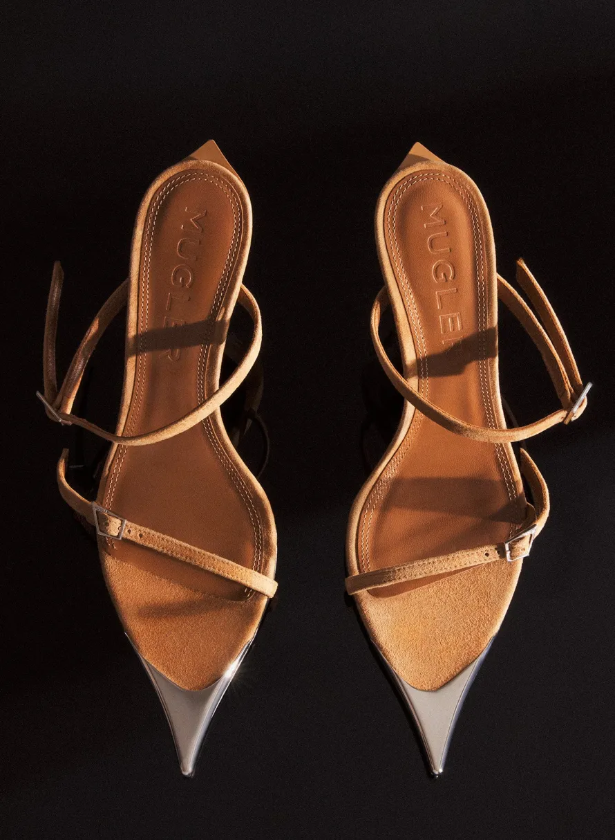 MUGLER Cinnamon suede Fang 95 sandals