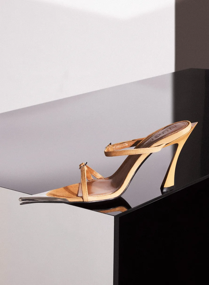 MUGLER Cinnamon suede Fang 95 sandals