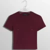 Women MUGLER deep red pierced baby t-shirt