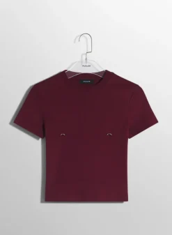 Women MUGLER deep red pierced baby t-shirt