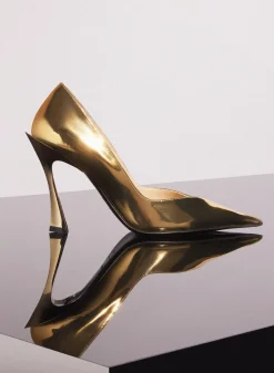 MUGLER gold metalic classic fang 95 pump