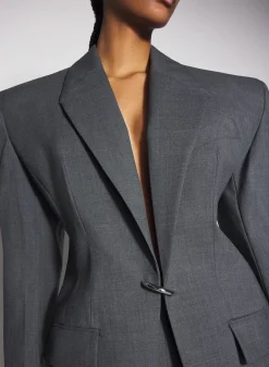 Women MUGLER grey pierced tailored jacket