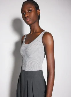 Women MUGLER grey sculpting knit tank top