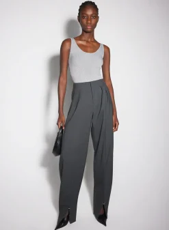 Women MUGLER grey sculpting knit tank top