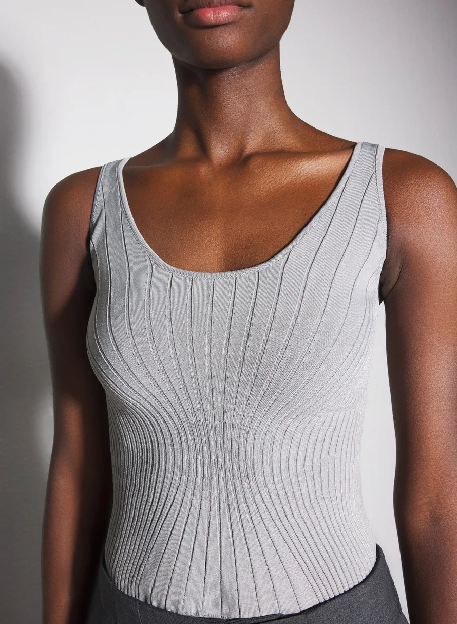 Women MUGLER grey sculpting knit tank top