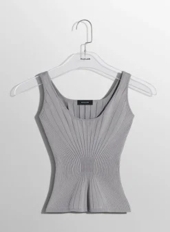 Women MUGLER grey sculpting knit tank top