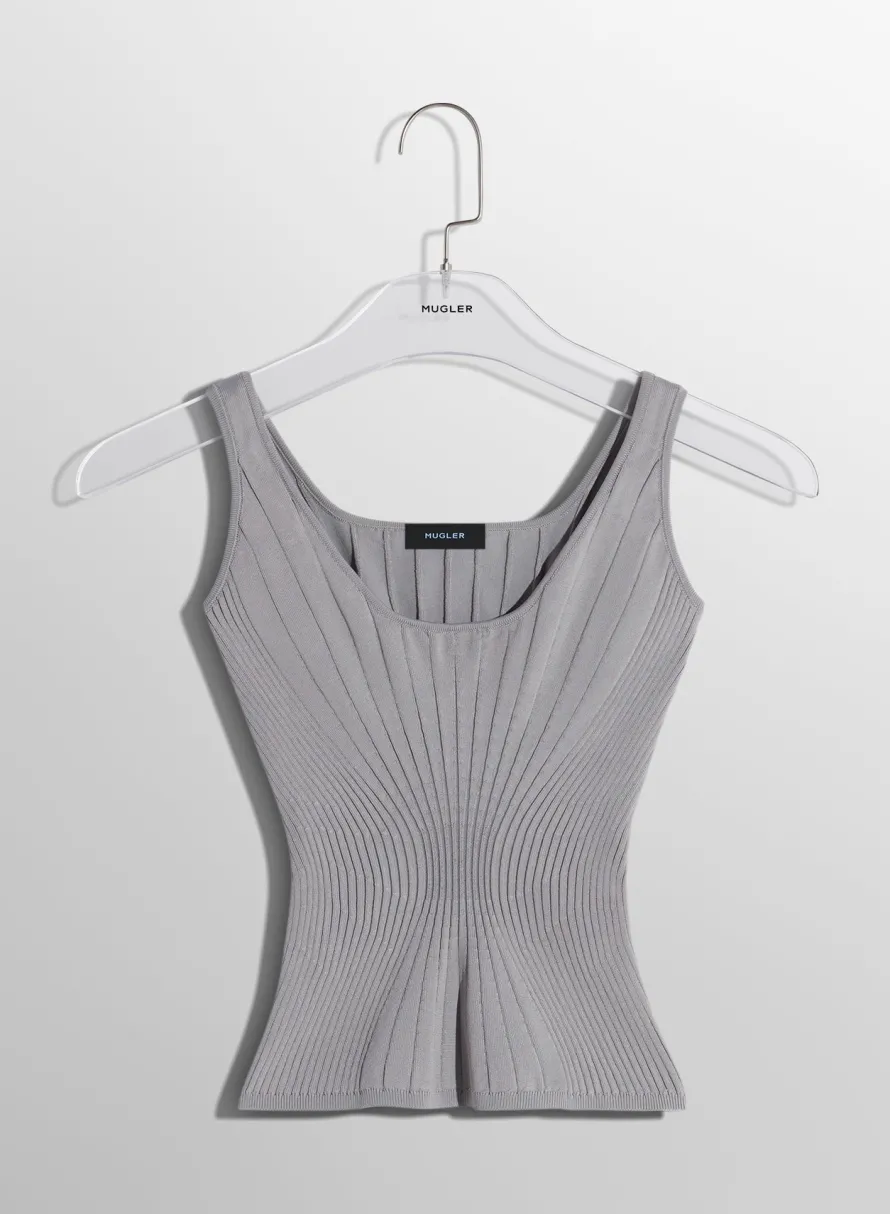 Women MUGLER grey sculpting knit tank top