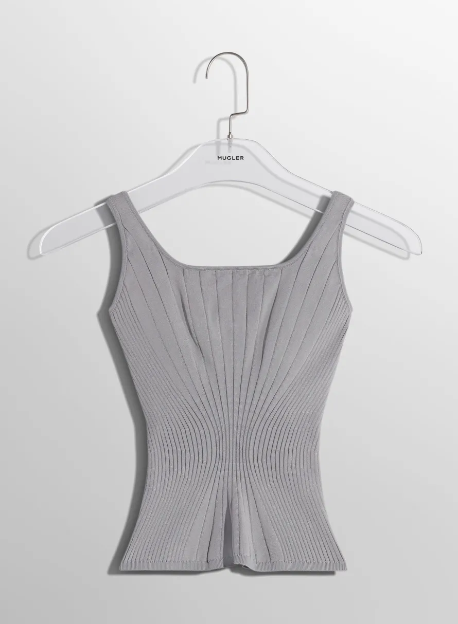 Women MUGLER grey sculpting knit tank top