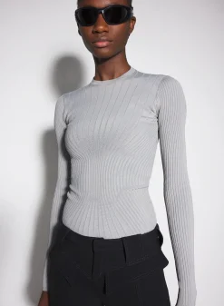 Women MUGLER grey sculpting knit top