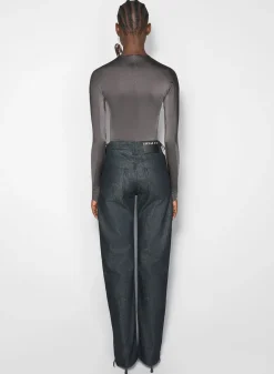 Women MUGLER grey shoulder logo bodysuit