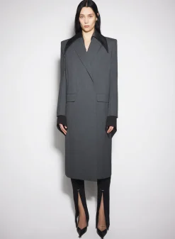 Women MUGLER grey single-breasted wool coat