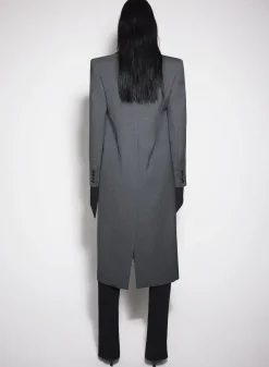 Women MUGLER grey single-breasted wool coat