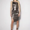 Women MUGLER gunmetal bustier ruched dress