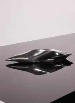 MUGLER gunmetal leather fang flat mules