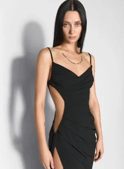 Women MUGLER illusion cut-out draped gown