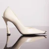 MUGLER ivory leather piercing fang 95 pump