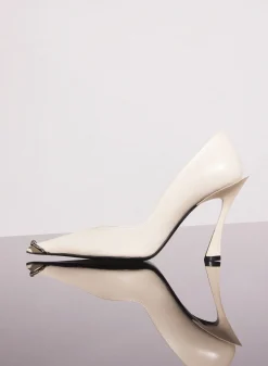 MUGLER ivory leather piercing fang 95 pump