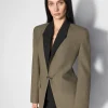 Women MUGLER khaki and black pierced tailored jacket