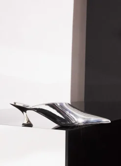 MUGLER Metallic leather Fang 55 mules