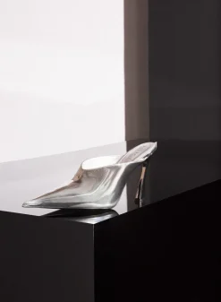MUGLER Metallic leather Fang 95 mules