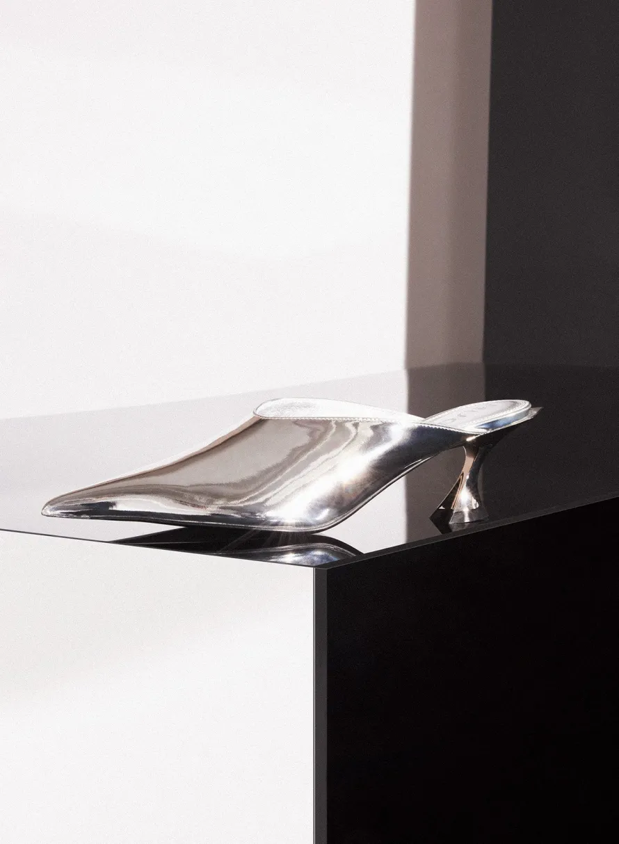 MUGLER Metallic leather Fang 55 mules
