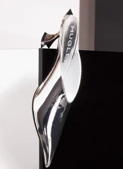 MUGLER Metallic leather Fang 55 mules