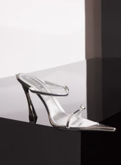 MUGLER Metallic leather Fang 95 sandals