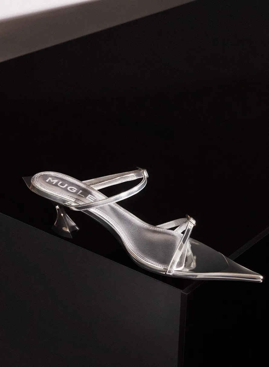 MUGLER Metallic leather Fang 55 sandals