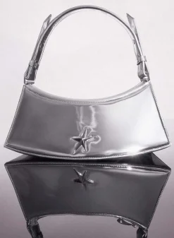 MUGLER metallic silver zenith bag