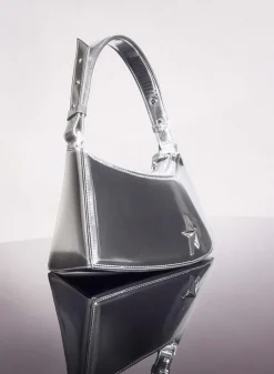 MUGLER metallic silver zenith bag