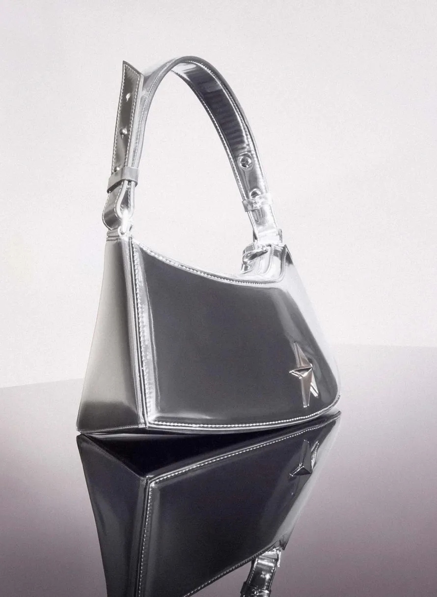MUGLER metallic silver zenith bag
