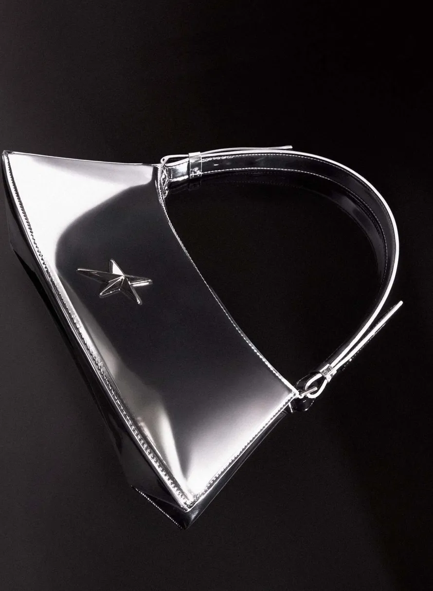 MUGLER metallic silver zenith bag