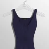 Women MUGLER midnight blue sculpting knit tank top