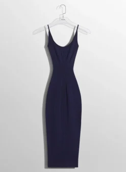 Women MUGLER midnight blue sculpting knit dress