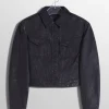 Women MUGLER midnight blue waxed denim jacket