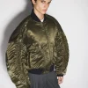 Women MUGLER military green satiny bomber jacket